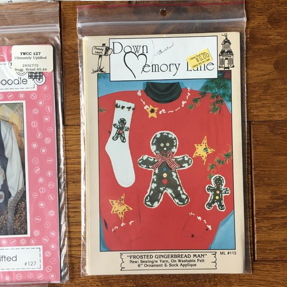 Lot of 10 Crafts Sewing Applique Christmas Santa Snowman Angel Patterns 1990's - Picture 9 of 11